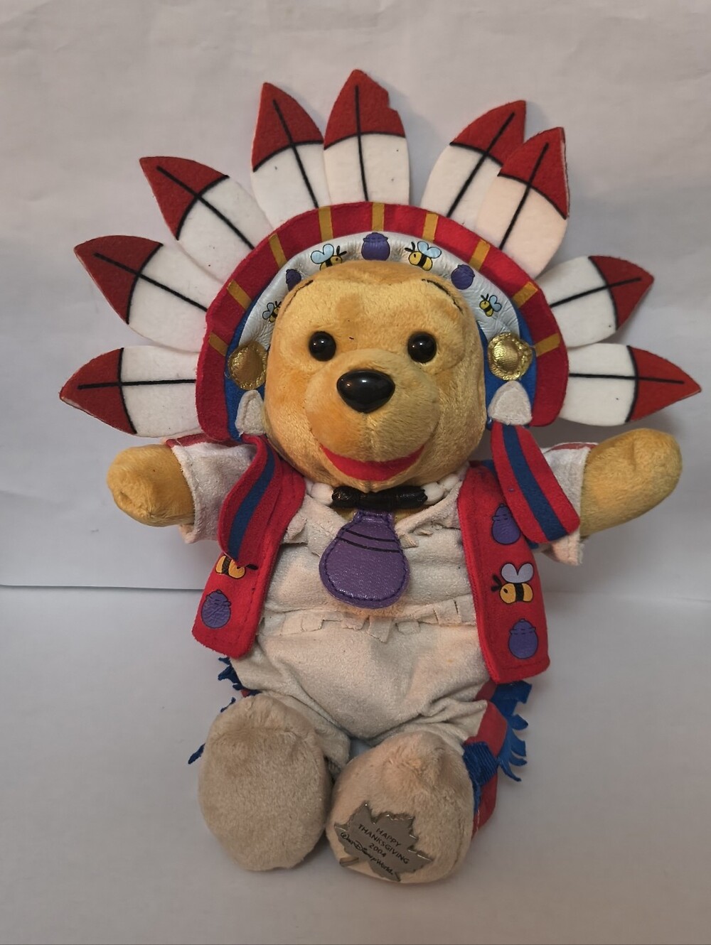 Rare Disneyland Resort 2004 Thanksgiving Native American Winnie The Pooh Plush